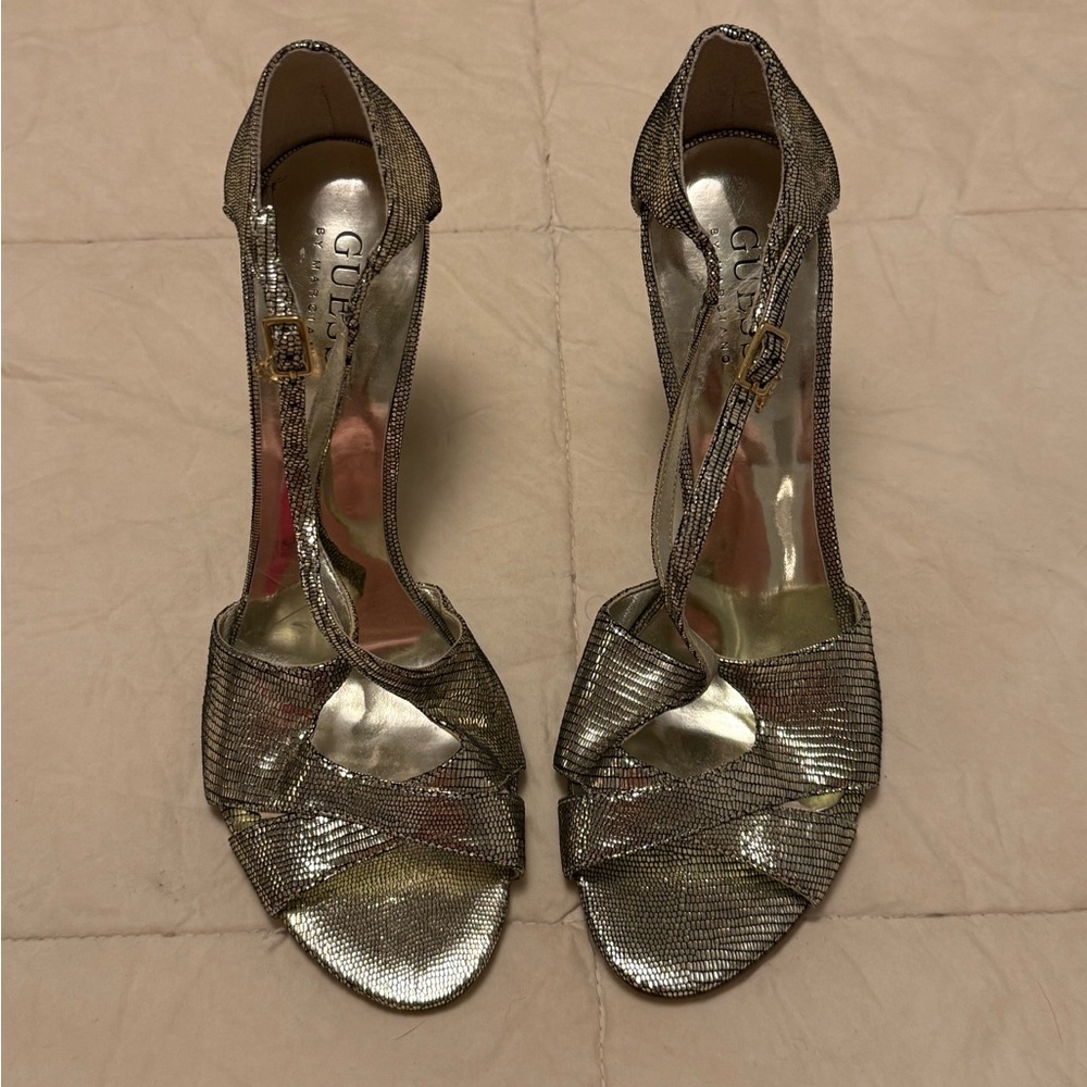 GUESS Metallic Silver Heels